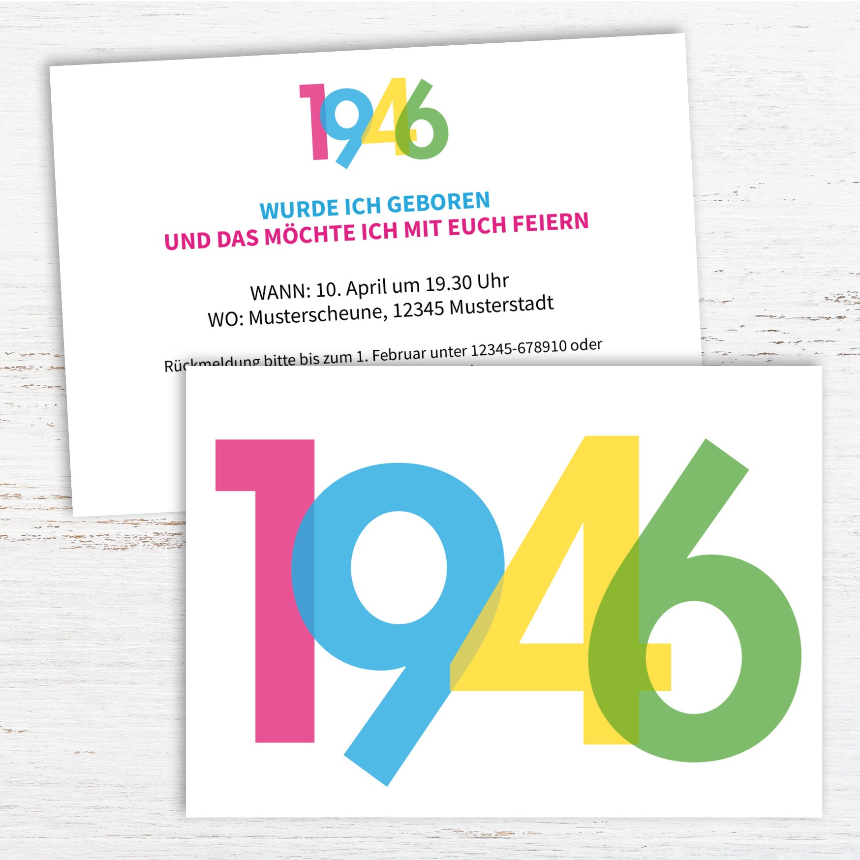 Einladung zum 80. Geburtstag: Jahreszahl 1946